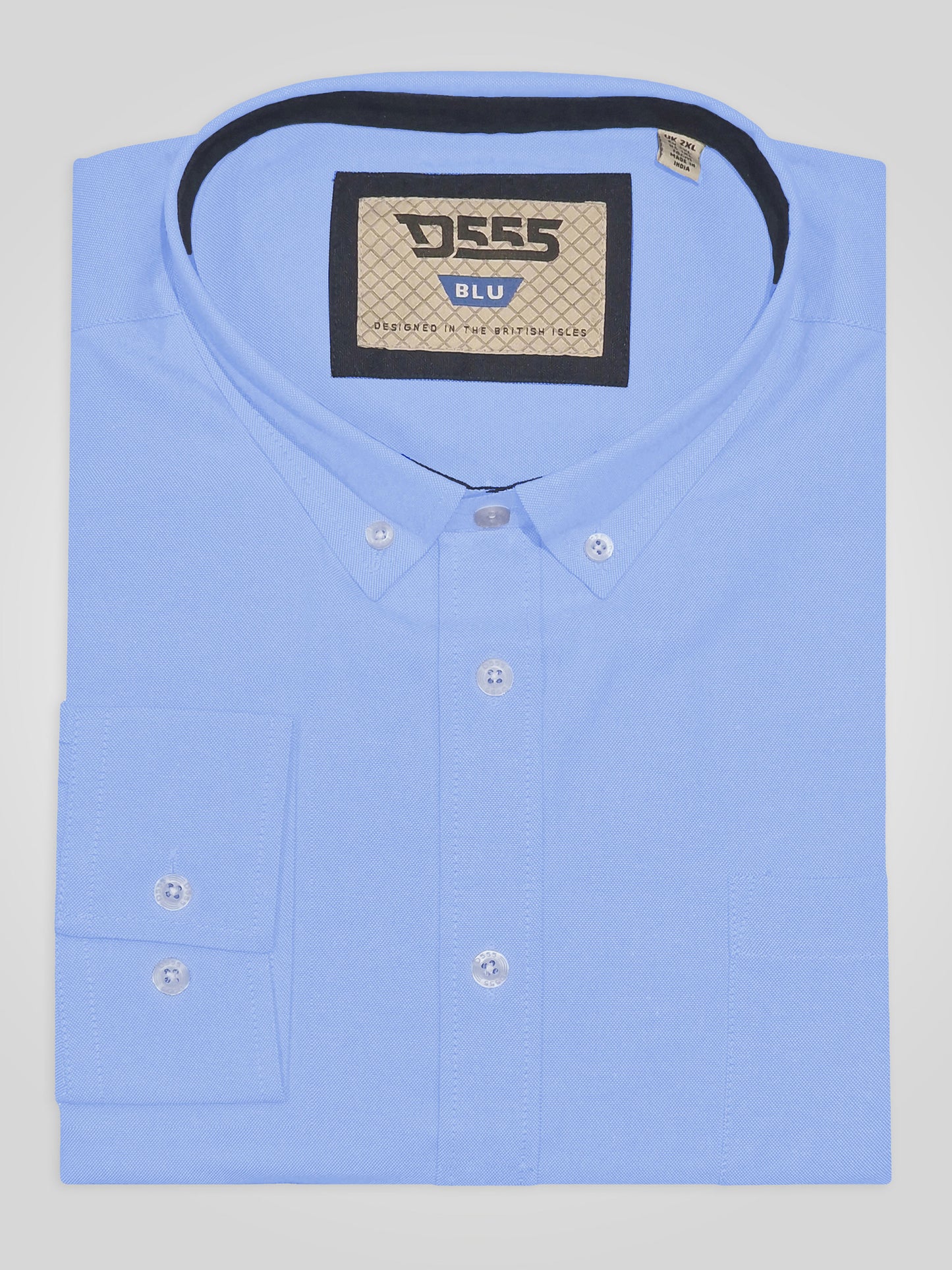 RICHARD -D555 Sky Blue Classic Oxford Long Sleeve Button Down Shirt with Pocket