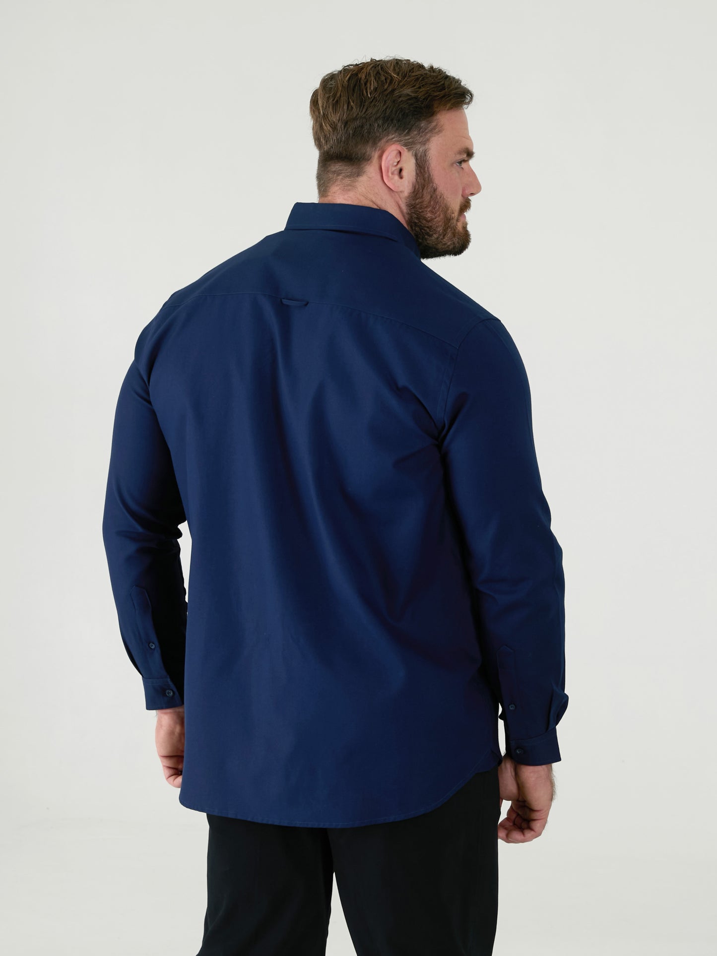 RICHARD -D555 Navy Blue Classic Oxford Long Sleeve Button Down Shirt with Pocket