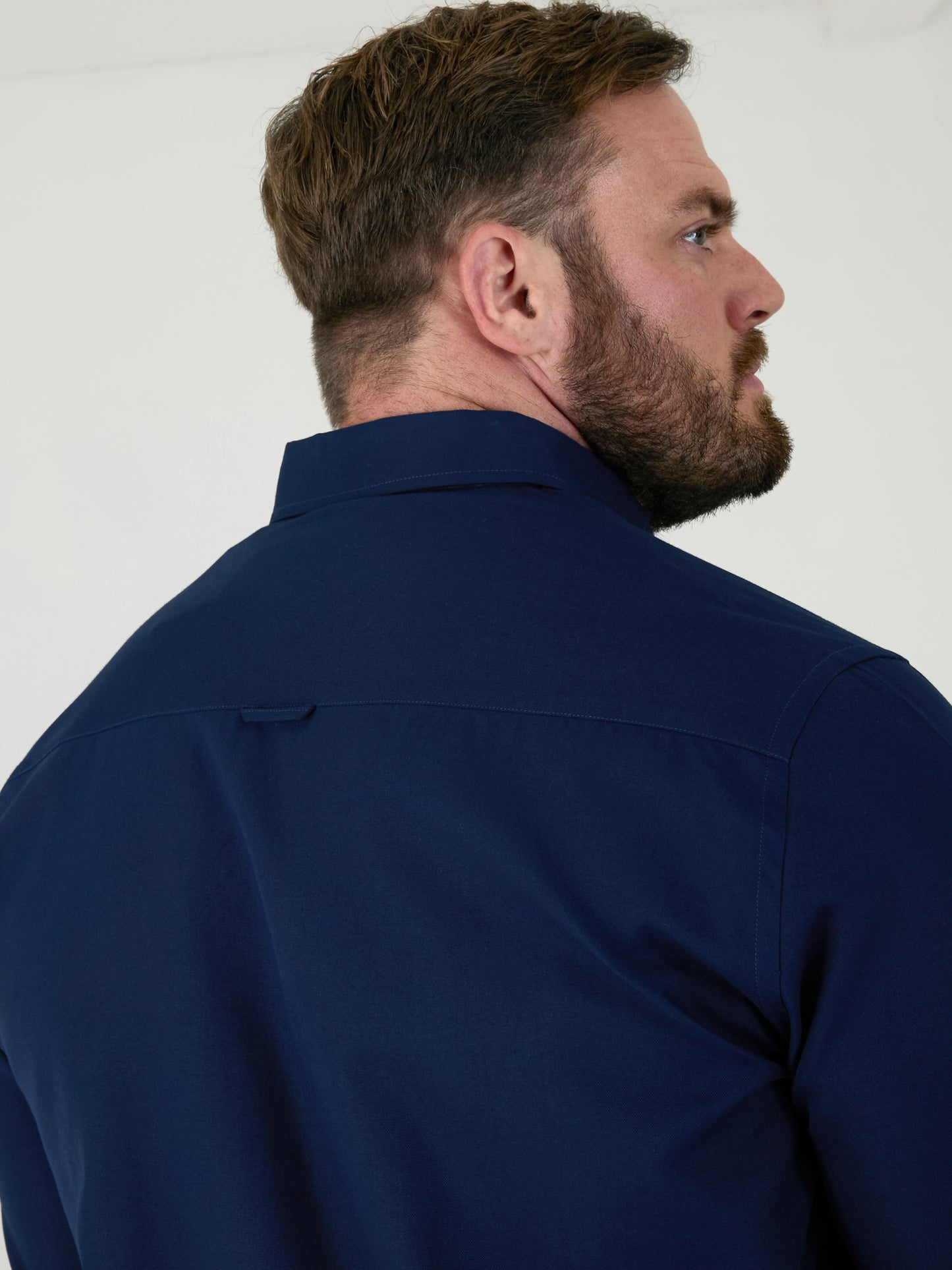 RICHARD -D555 Navy Blue Classic Oxford Long Sleeve Button Down Shirt with Pocket