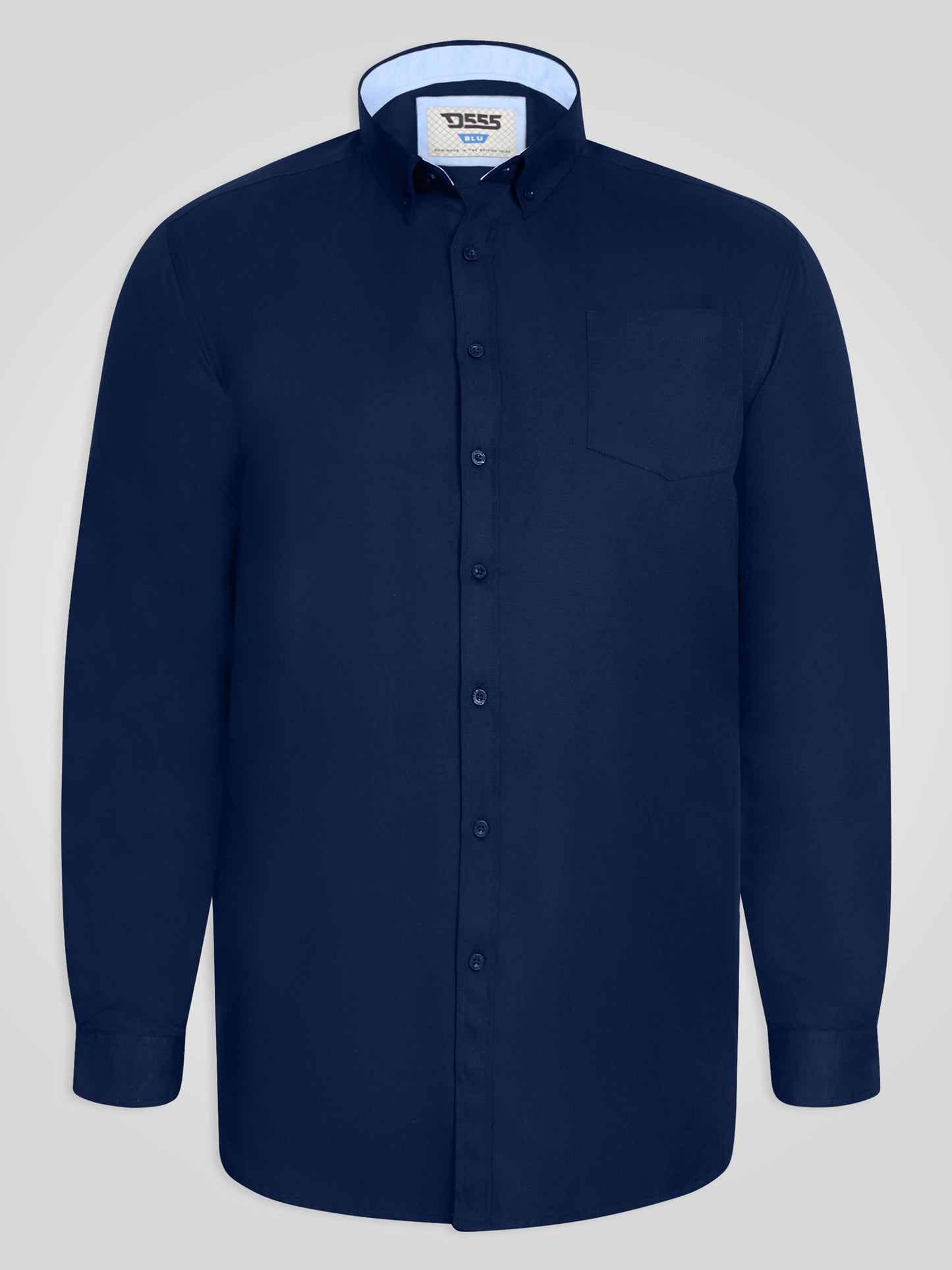 RICHARD -D555 Navy Blue Classic Oxford Long Sleeve Button Down Shirt with Pocket