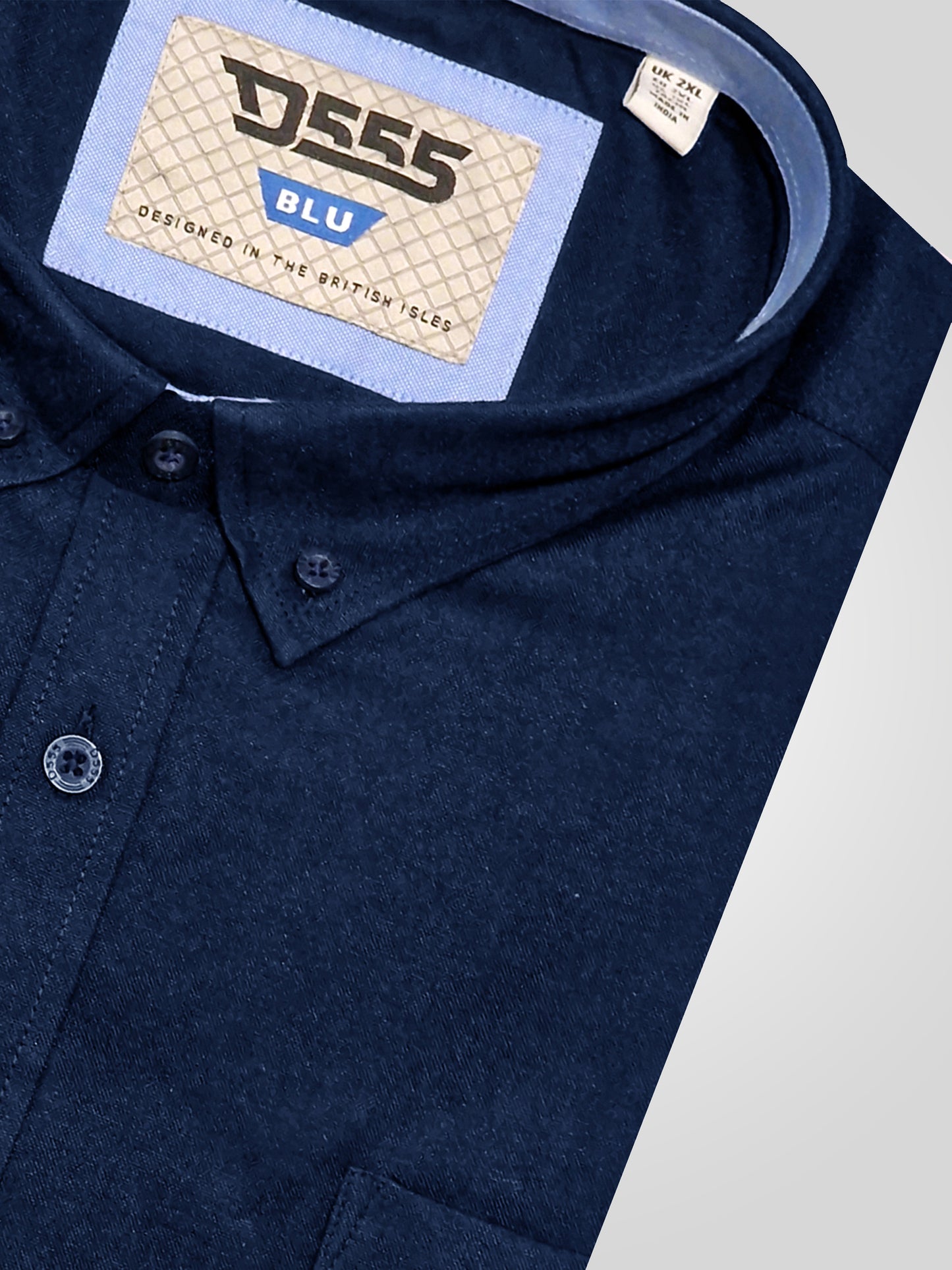 RICHARD -D555 Navy Blue Classic Oxford Long Sleeve Button Down Shirt with Pocket