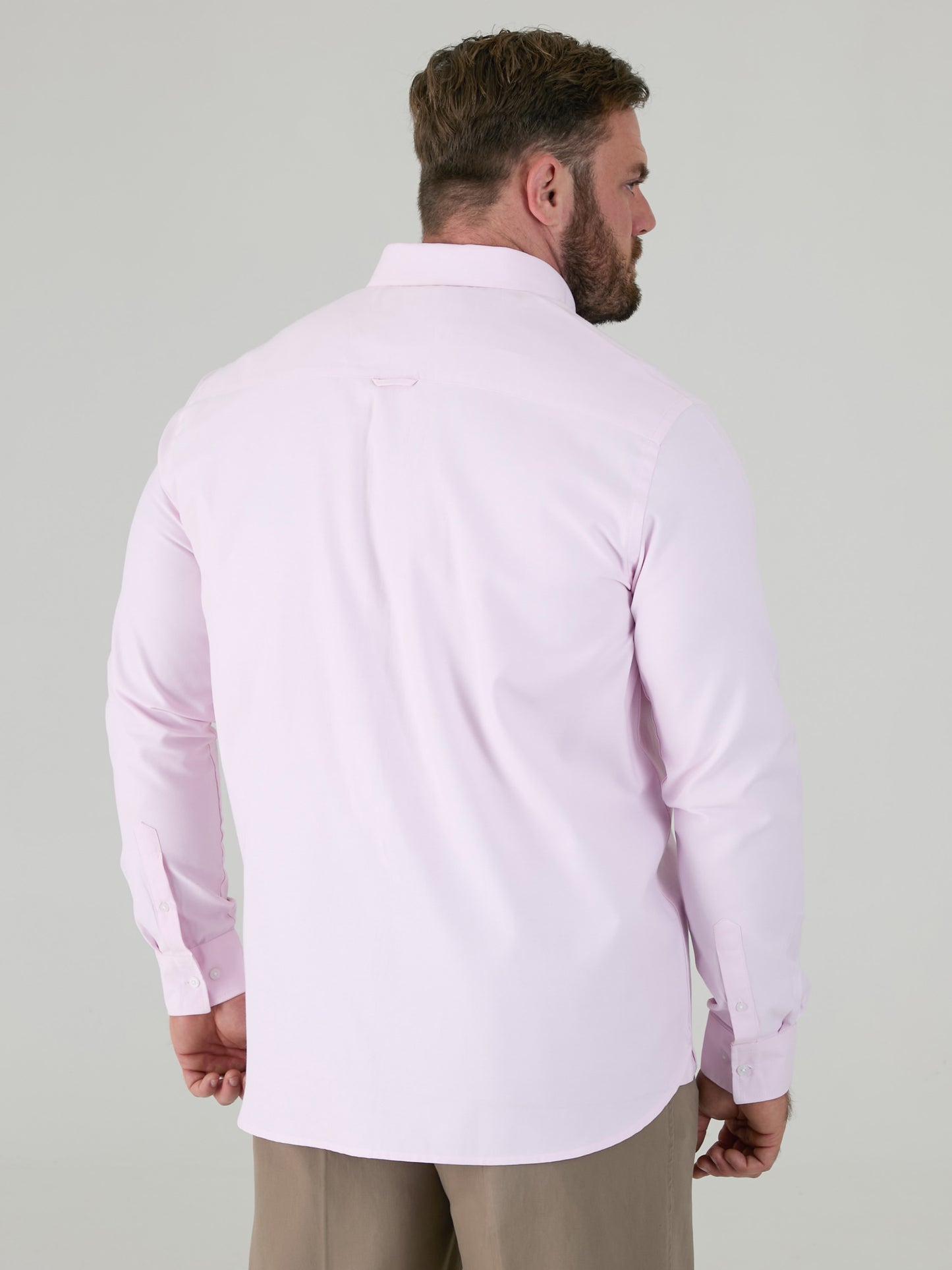 RICHARD -D555 Pink Classic Oxford Long Sleeve Button Down Shirt with Pocket