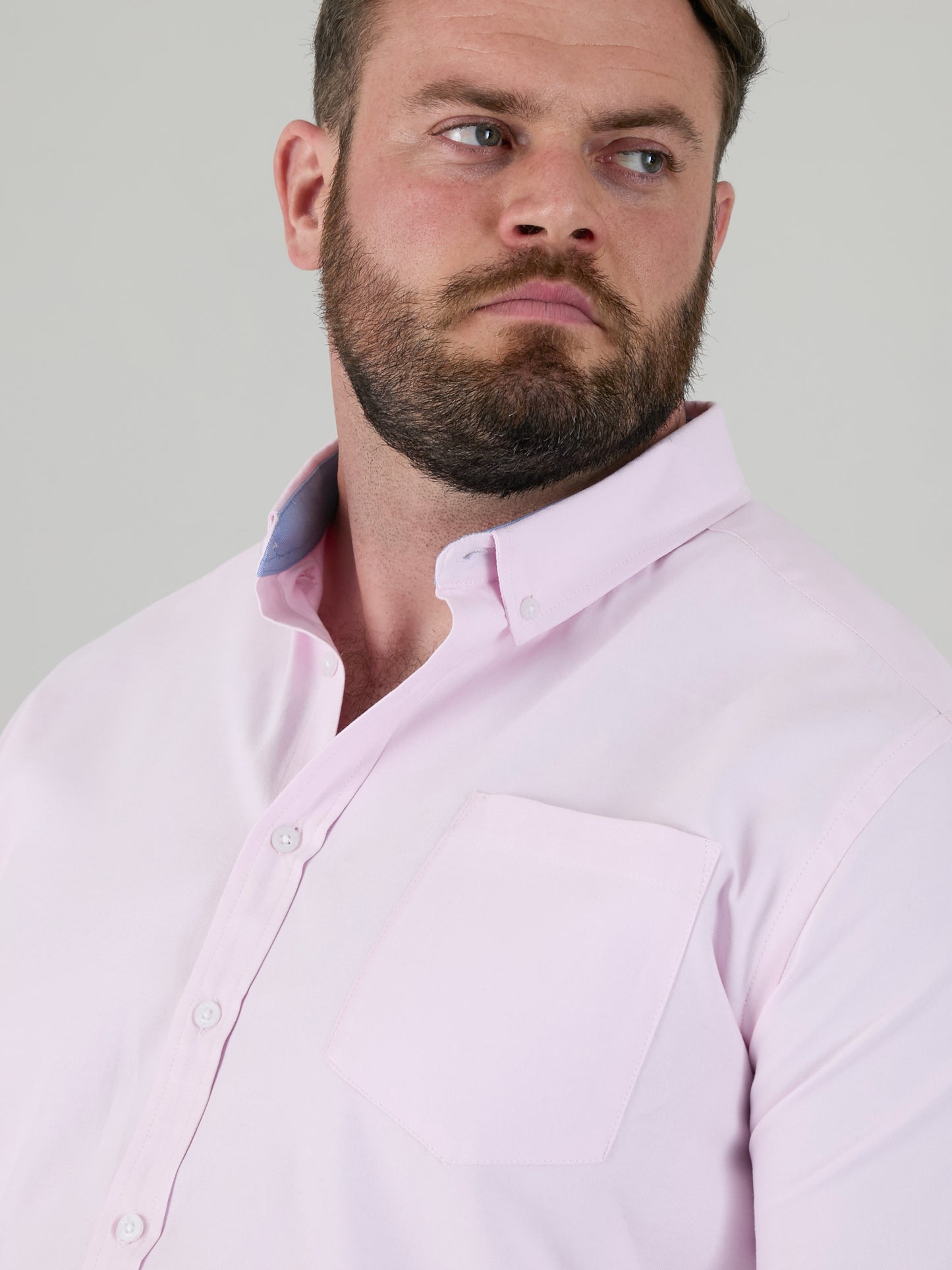 RICHARD -D555 Pink Classic Oxford Long Sleeve Button Down Shirt with Pocket
