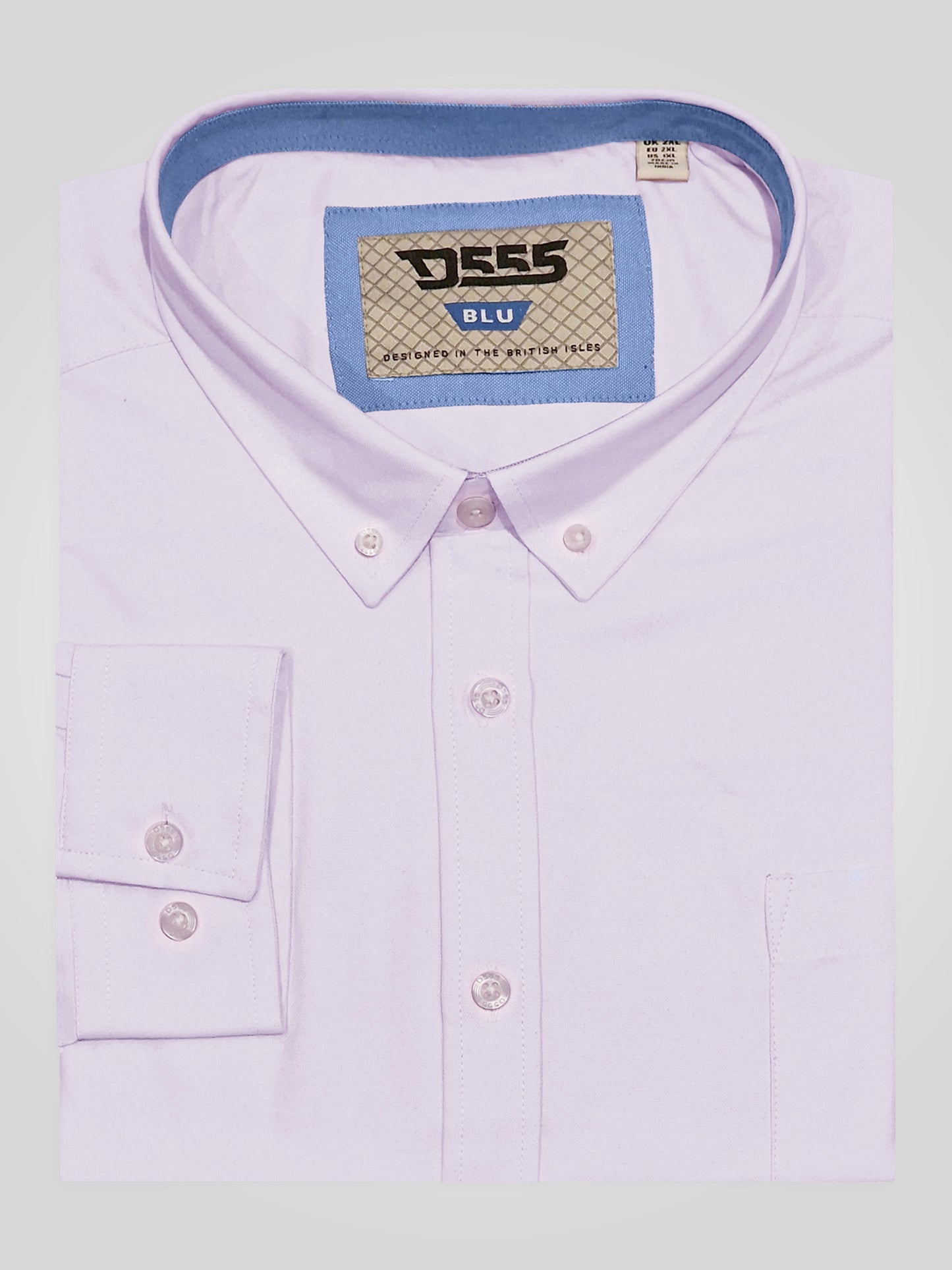 RICHARD -D555 Pink Classic Oxford Long Sleeve Button Down Shirt with Pocket