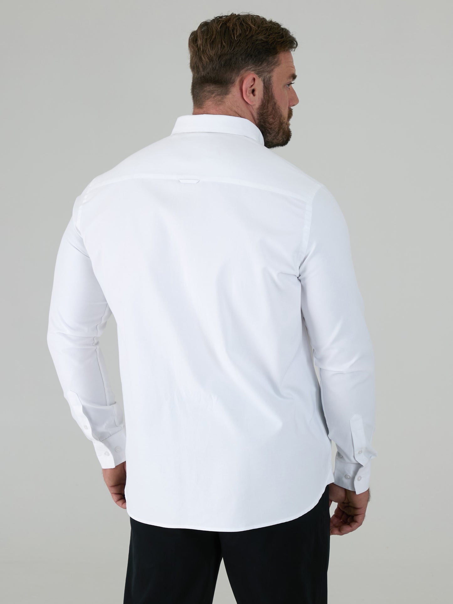 RICHARD -D555 White Classic Oxford Long Sleeve Button Down Shirt with Pocket