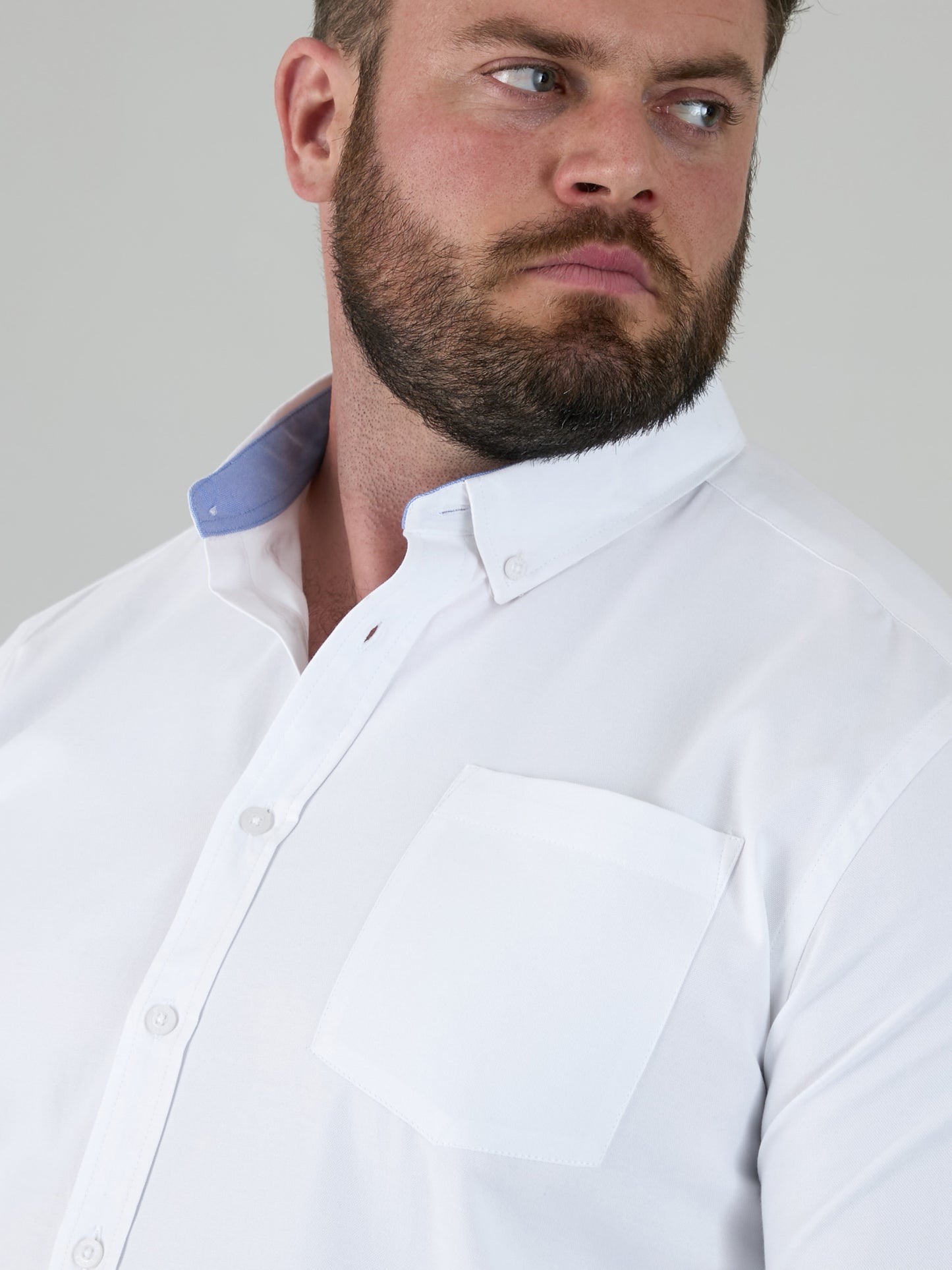 RICHARD -D555 White Classic Oxford Long Sleeve Button Down Shirt with Pocket