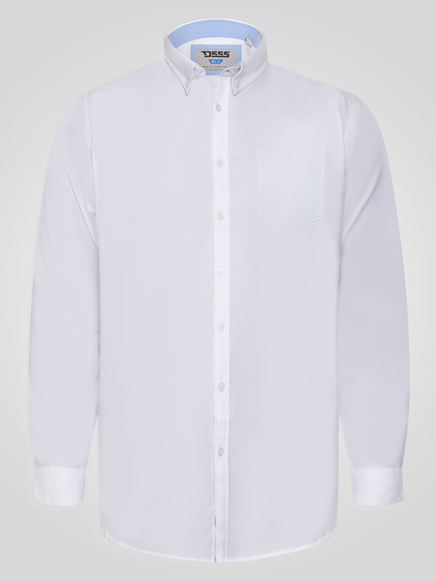RICHARD -D555 White Classic Oxford Long Sleeve Button Down Shirt with Pocket