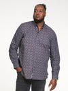 JORDAN -D555 Navy Blue Long Sleeve All Over Floral Print Shirt