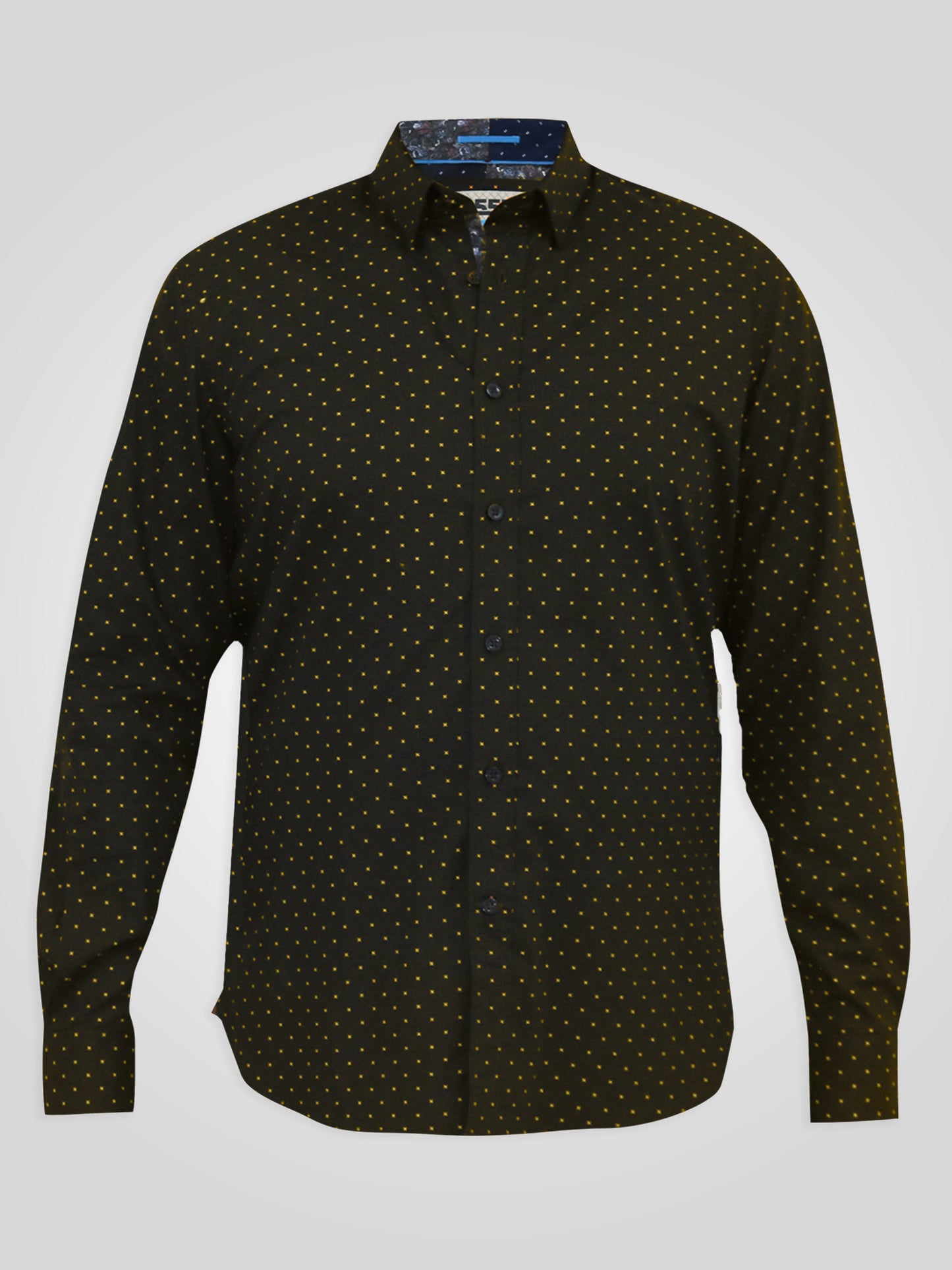 BERNARD -D555 Black Long Sleeve with Concealed Button Down Collar Shirt