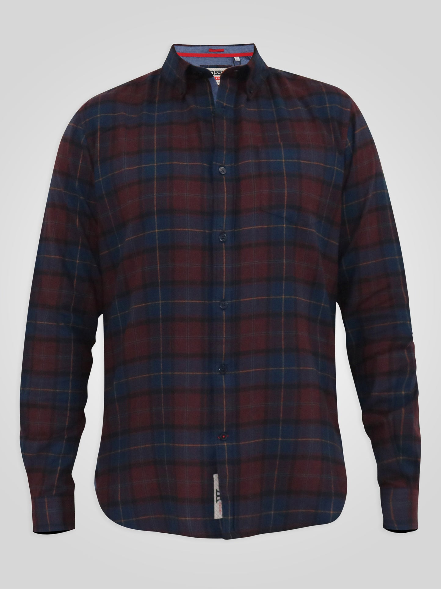 THORNWOOD -D555 Red Flannel Check Long Sleeve Button Down Collar Shirt