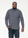 MORGAN -D555 Navy Blue Long Sleeve Concealed Button Down Collar Print Shirt