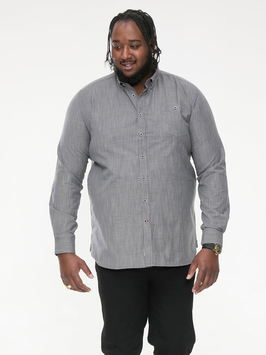 RADCLIFFE -D555 Charcoal Long Sleeve Soft Touch Cross Hatch Slub Shirt