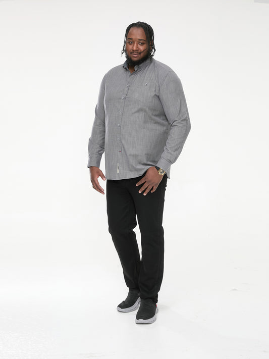 RADCLIFFE -D555 Charcoal Long Sleeve Soft Touch Cross Hatch Slub Shirt