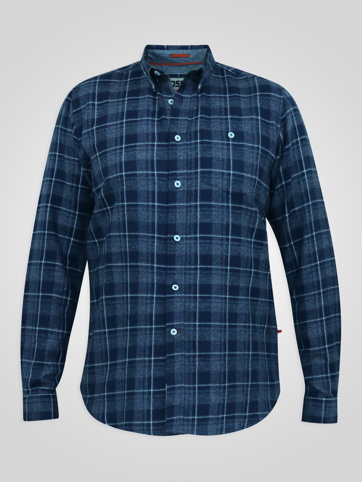SONNY -D555 Navy Blue Check Long Sleeve Navy Check Shirt with Patch Pocket