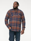 SHERLOCK -D555 Navy Tan Check Long Sleeve Check Overshirt