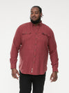 TOBIAS -D555 Rust Brown Long Sleeve Textured Overshirt with Two Patch Pockets