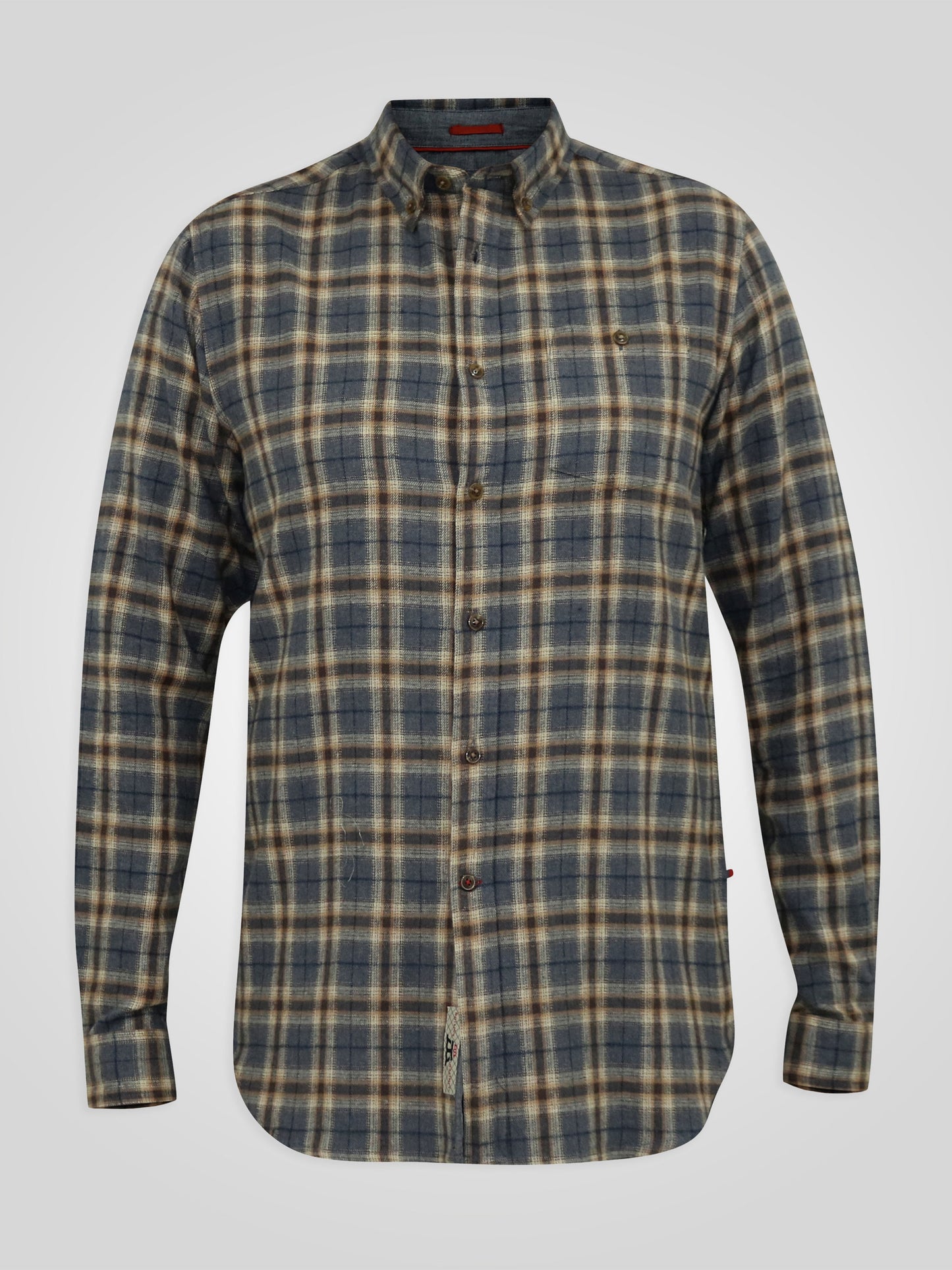 SCARPA -D555 Grey Tan Check Long Sleeve Grey Tan Check Shirt with Patch Pocket