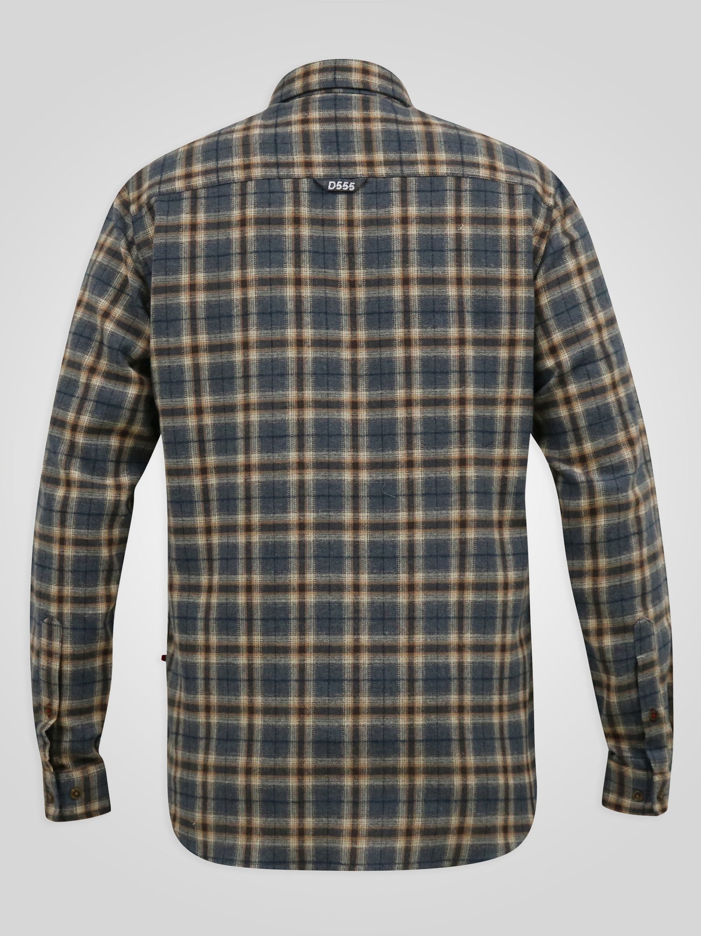SCARPA -D555 Grey Tan Check Long Sleeve Grey Tan Check Shirt with Patch Pocket