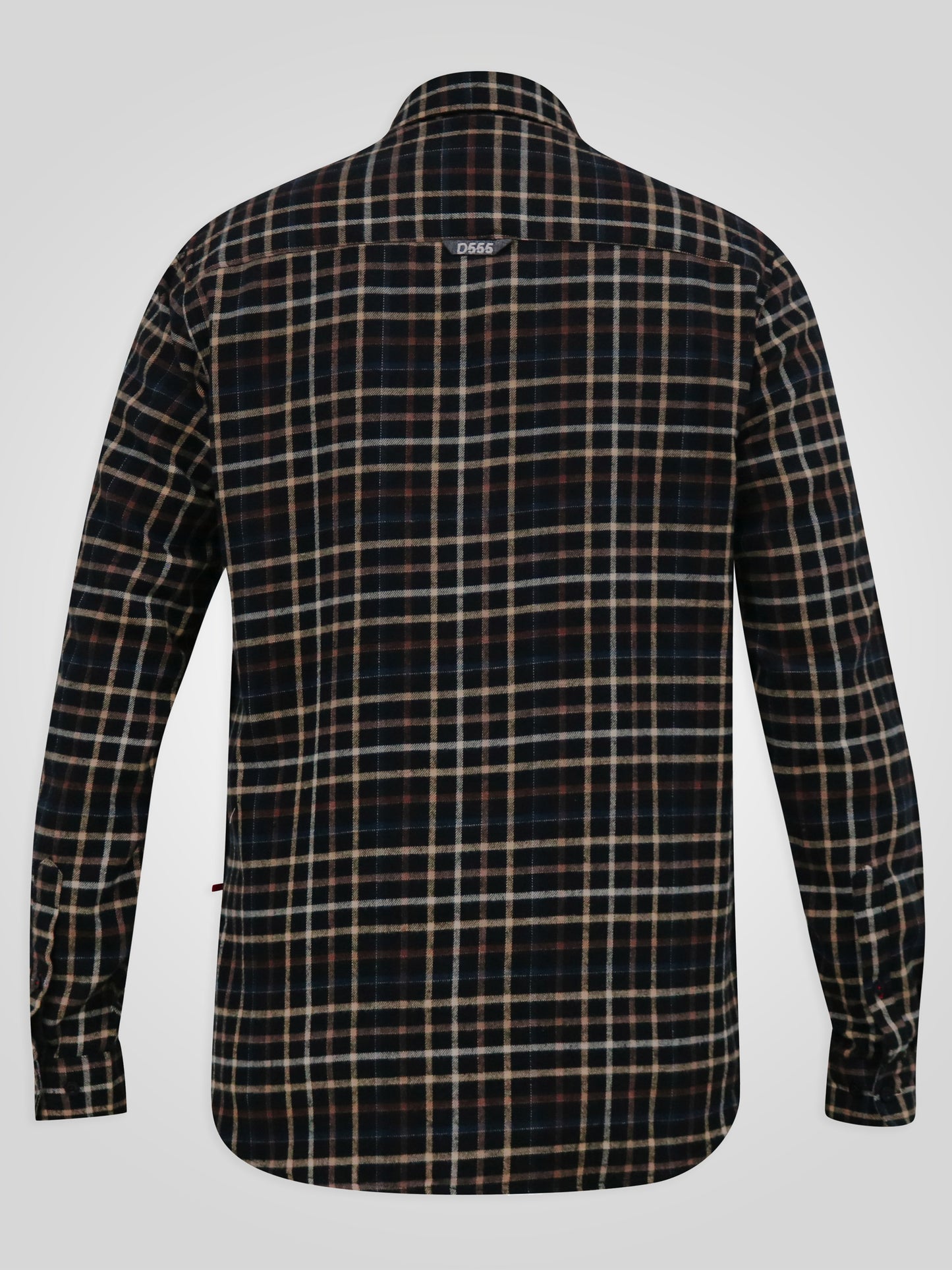 DESTIN -D555 Black Tan Check Long Sleeve Shirt with Chest Patch Pocket