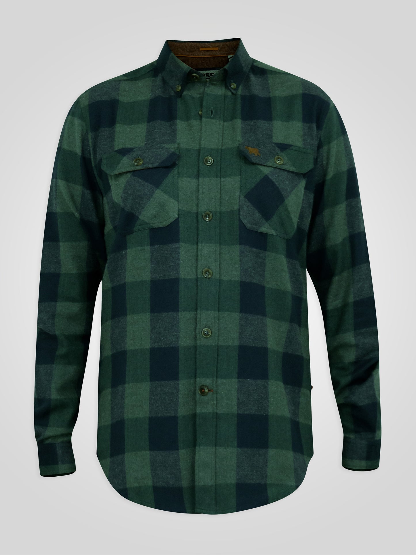 GARFIELD -D555 Navy Green Check Long Sleeve Check Overshirt
