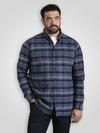 SHREWSBURY -D555 Blue Navy Check Long Sleeve Blue and Navy Check Shirt