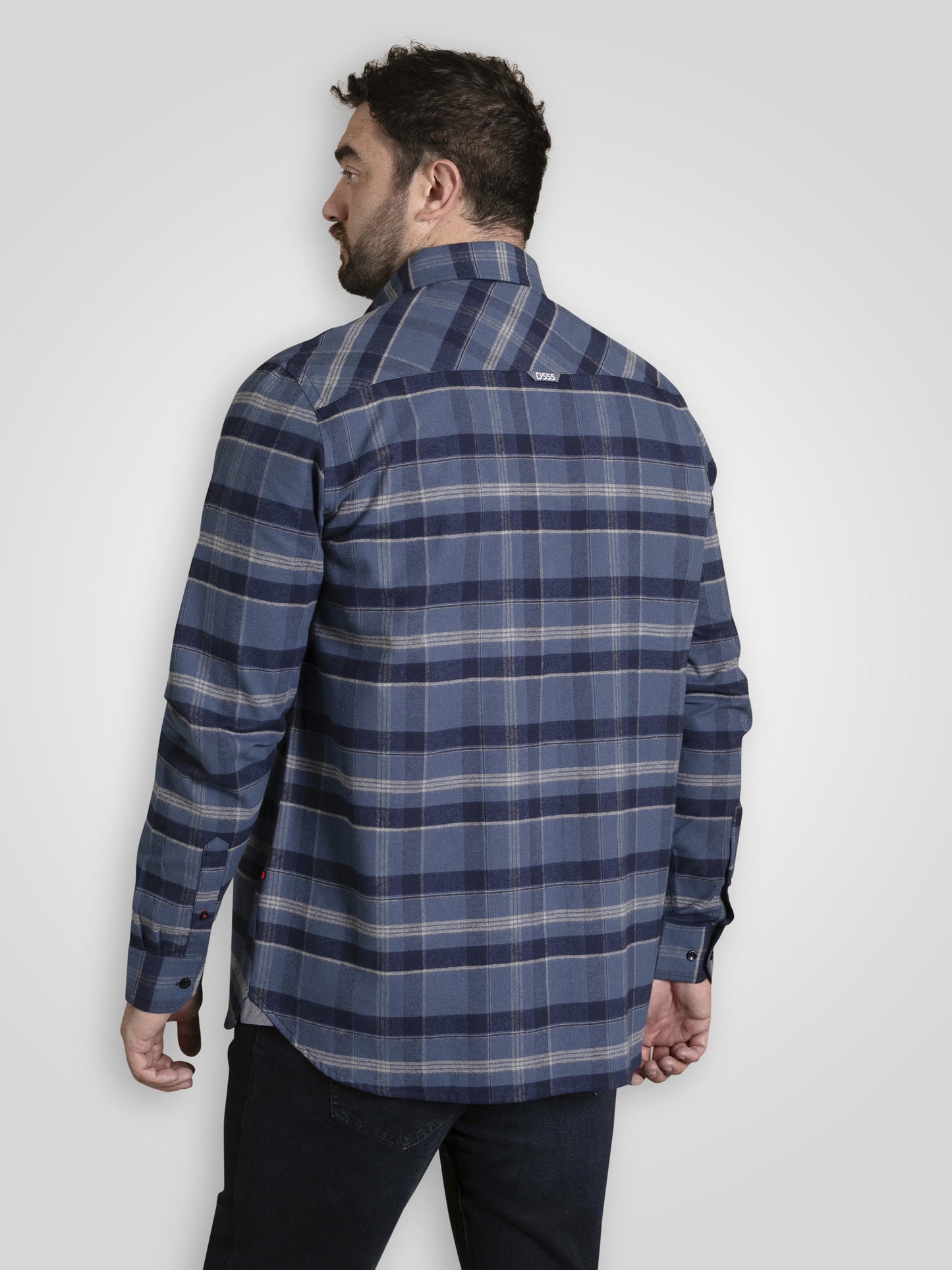 SHREWSBURY -D555 Blue Navy Check Long Sleeve Blue and Navy Check Shirt