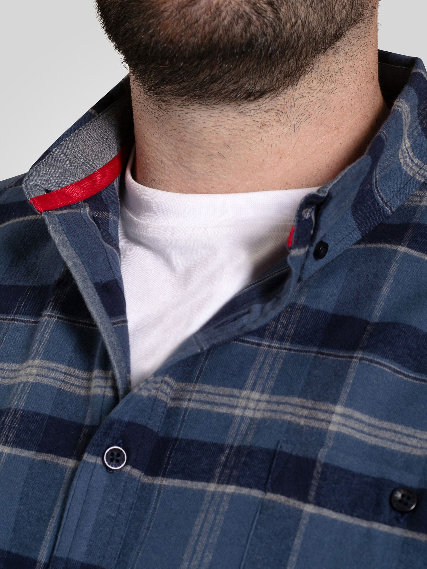 SHREWSBURY -D555 Blue Navy Check Long Sleeve Blue and Navy Check Shirt