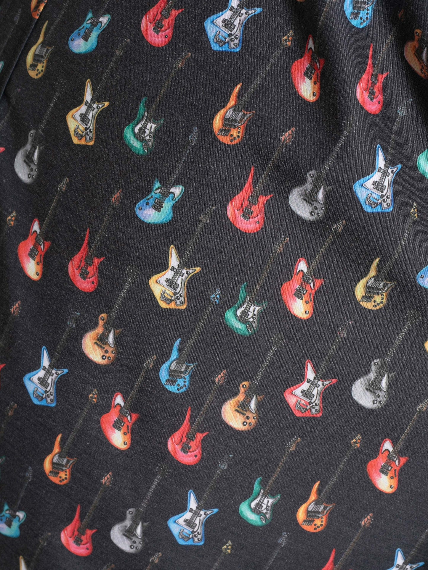 WAKEFIELD -D555 Grey Long Sleeve Guitar Printed Shirt with Chest Patch Pocket