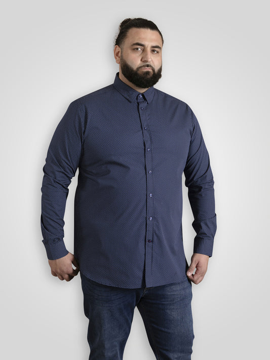MIDDLESBROUGH -D555 Navy Blue Long Sleeve Micro Print Shirt