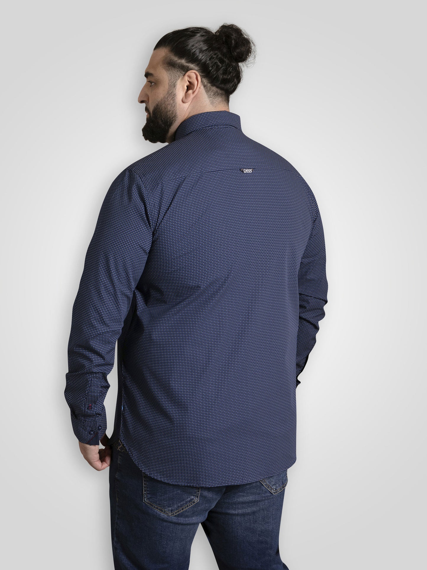 MIDDLESBROUGH -D555 Navy Blue Long Sleeve Micro Print Shirt