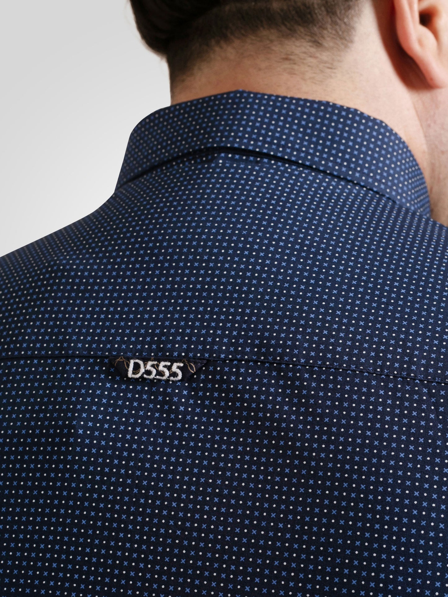 MIDDLESBROUGH -D555 Navy Blue Long Sleeve Micro Print Shirt