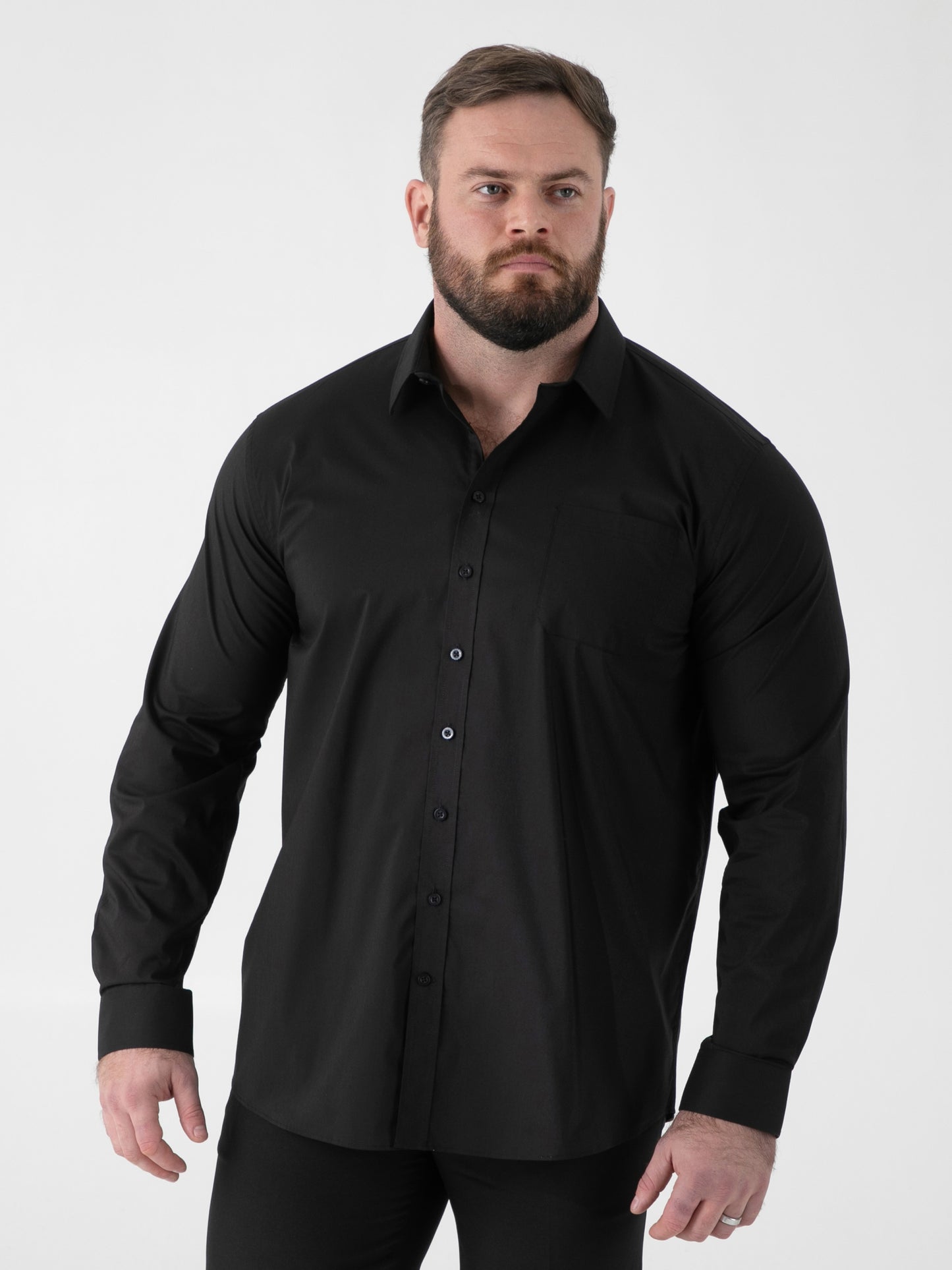 OLIVER -D555 Black Ultimate Stain Resist Non Iron Long Sleeve Stretch Shirt