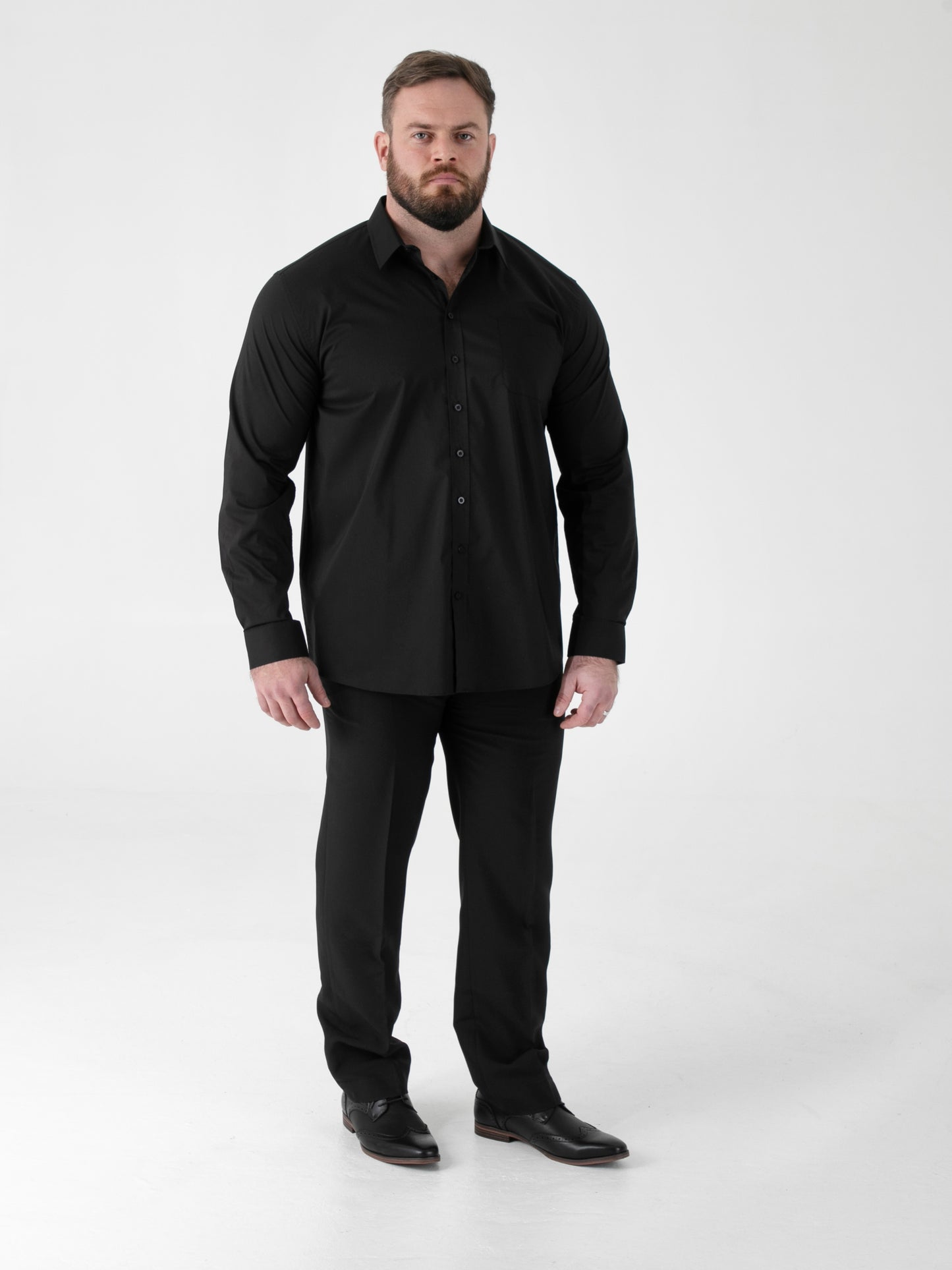OLIVER -D555 Black Ultimate Stain Resist Non Iron Long Sleeve Stretch Shirt
