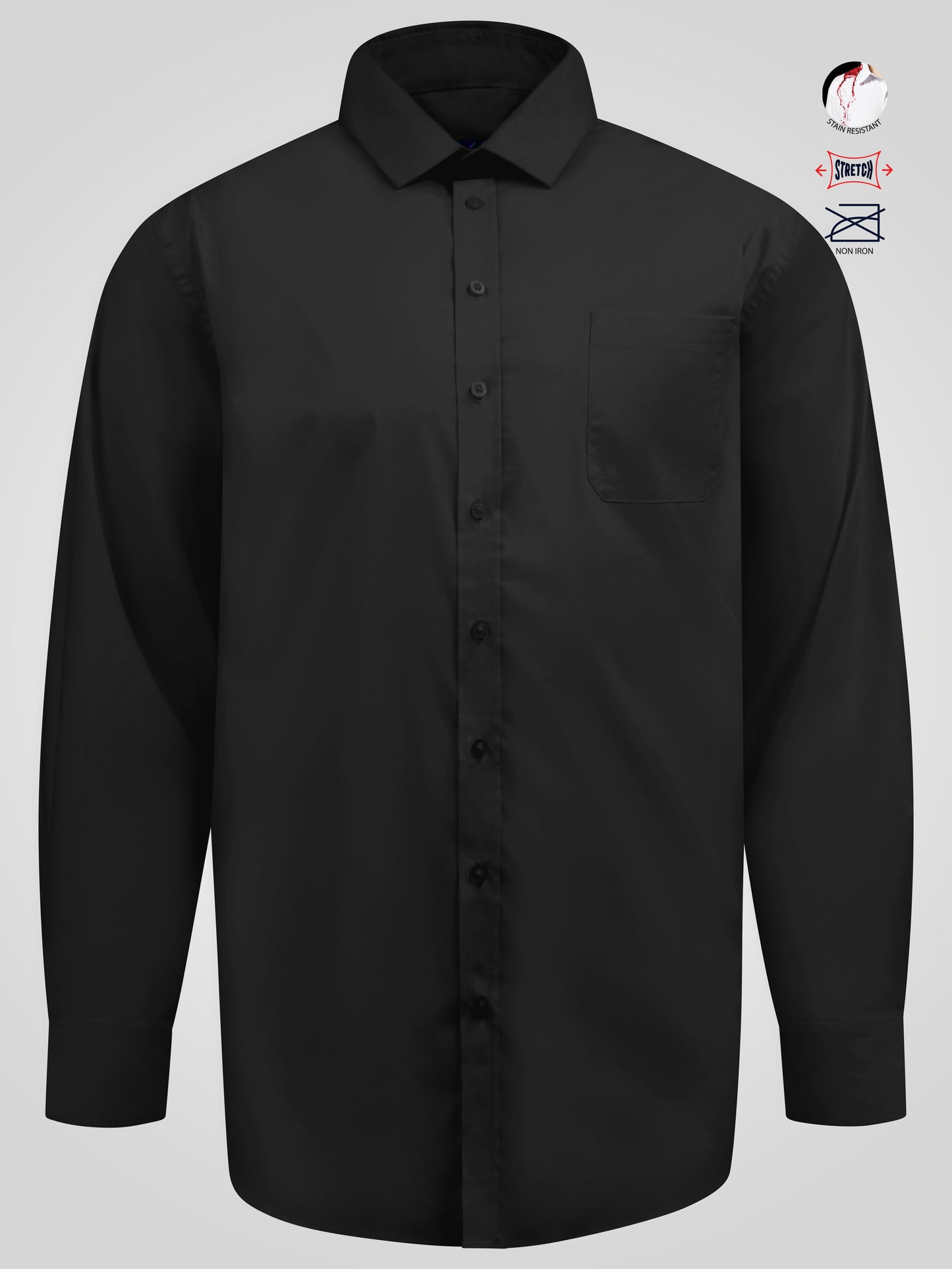 OLIVER -D555 Black Ultimate Stain Resist Non Iron Long Sleeve Stretch Shirt