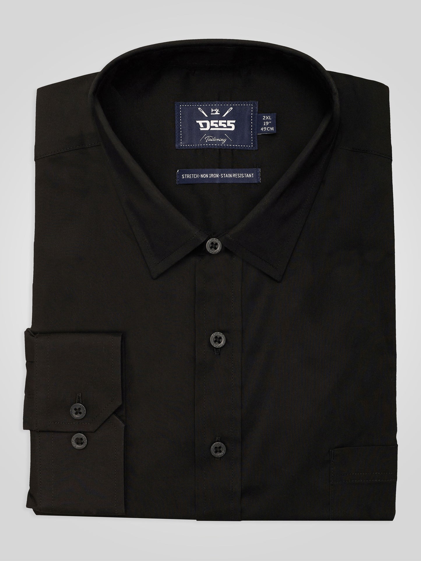 OLIVER -D555 Black Ultimate Stain Resist Non Iron Long Sleeve Stretch Shirt