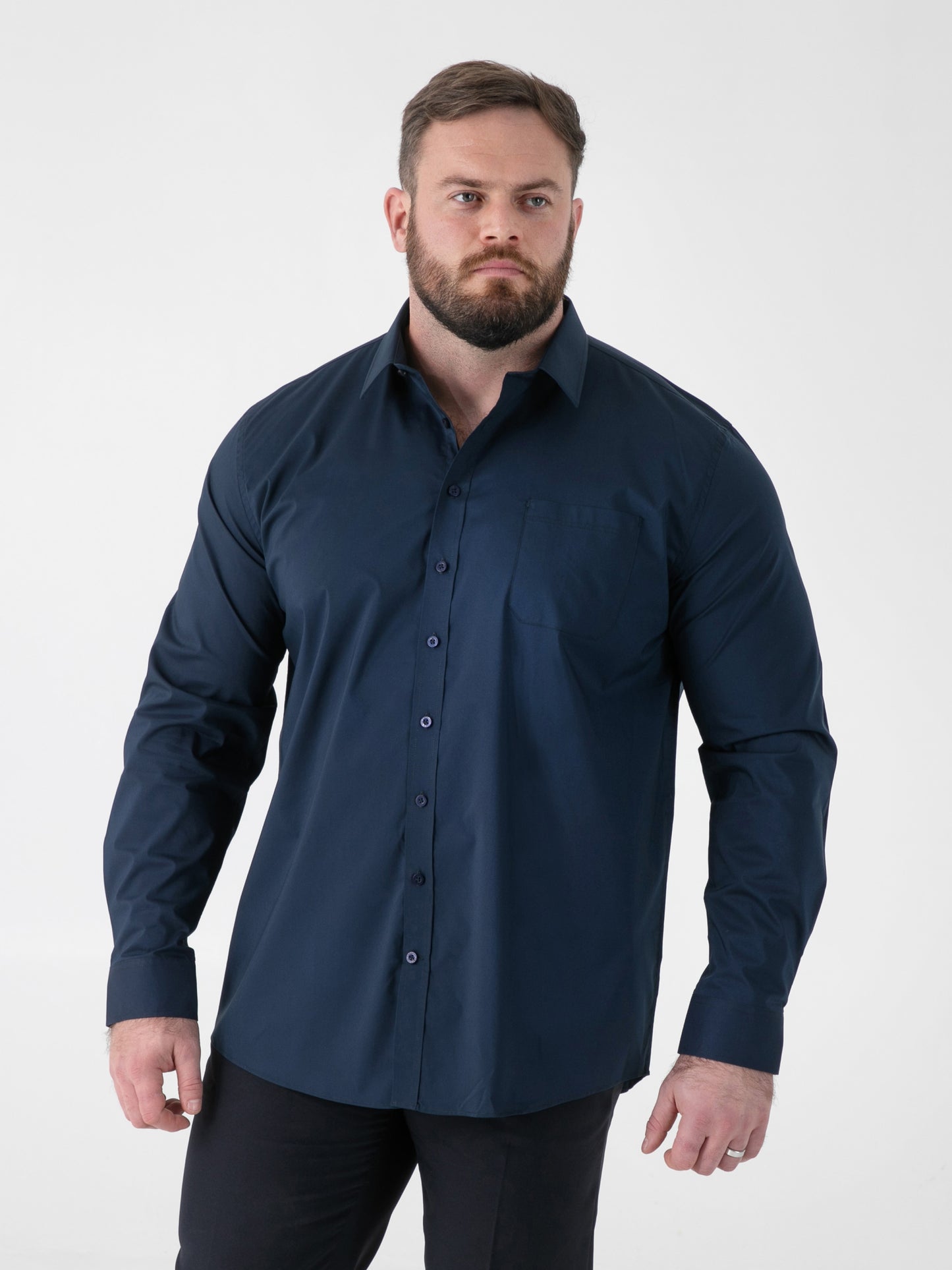OLIVER -D555 Navy Blue Ultimate Stain Resist Non Iron Long Sleeve Stretch Shirt