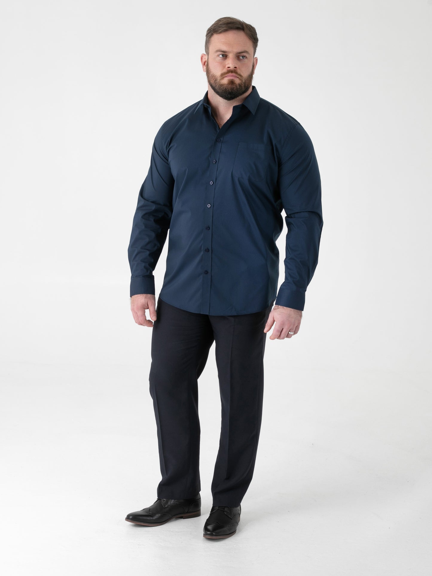 OLIVER -D555 Navy Blue Ultimate Stain Resist Non Iron Long Sleeve Stretch Shirt