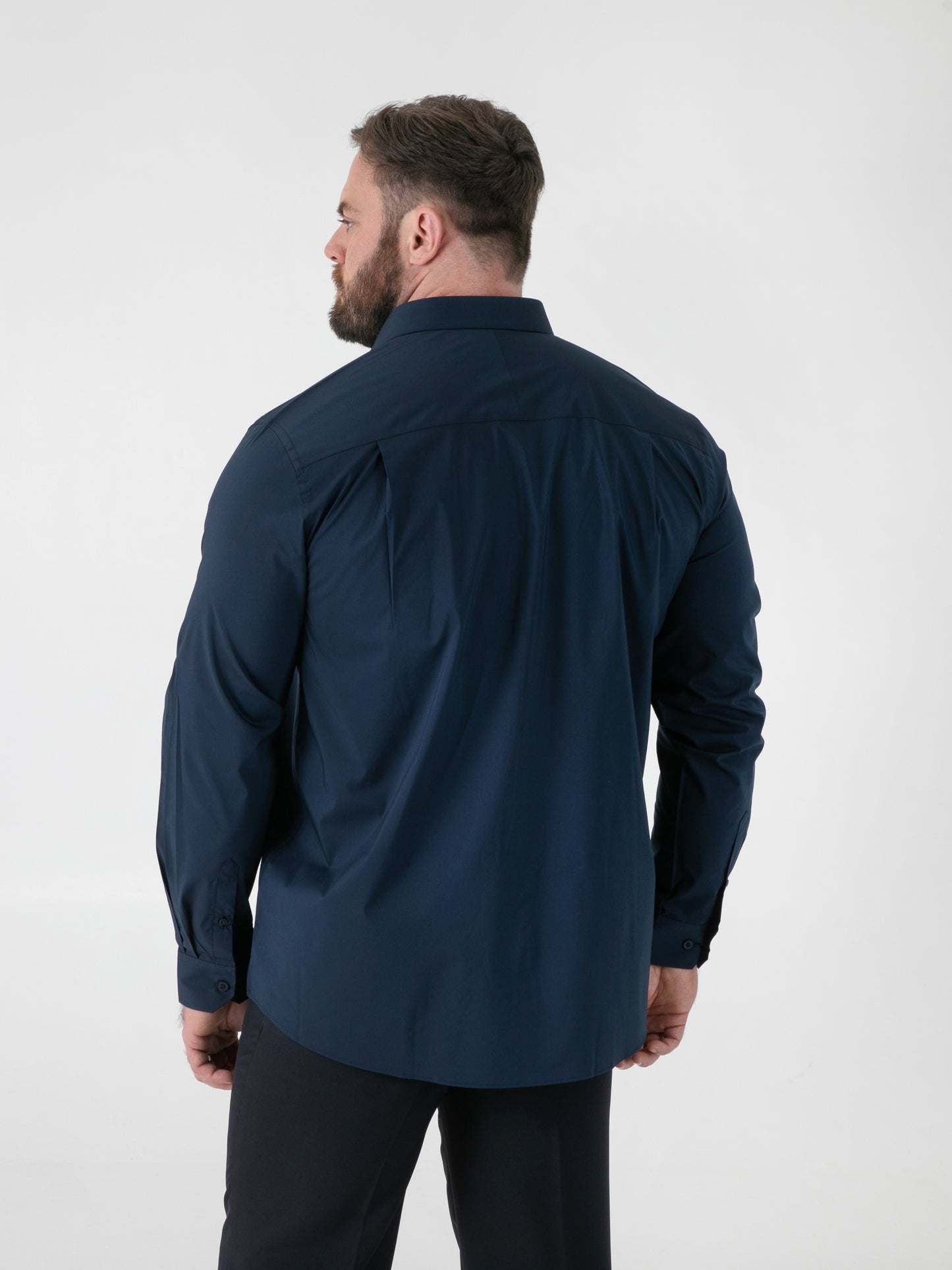 OLIVER -D555 Navy Blue Ultimate Stain Resist Non Iron Long Sleeve Stretch Shirt