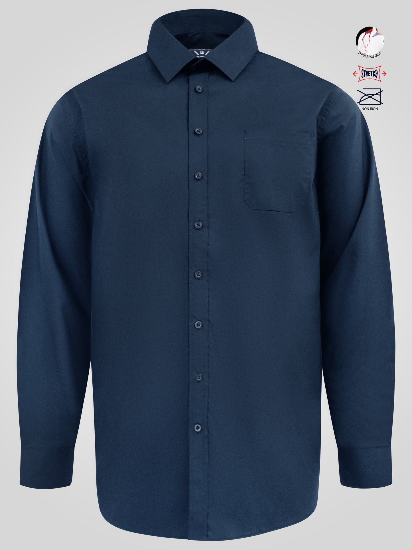 OLIVER -D555 Navy Blue Ultimate Stain Resist Non Iron Long Sleeve Stretch Shirt