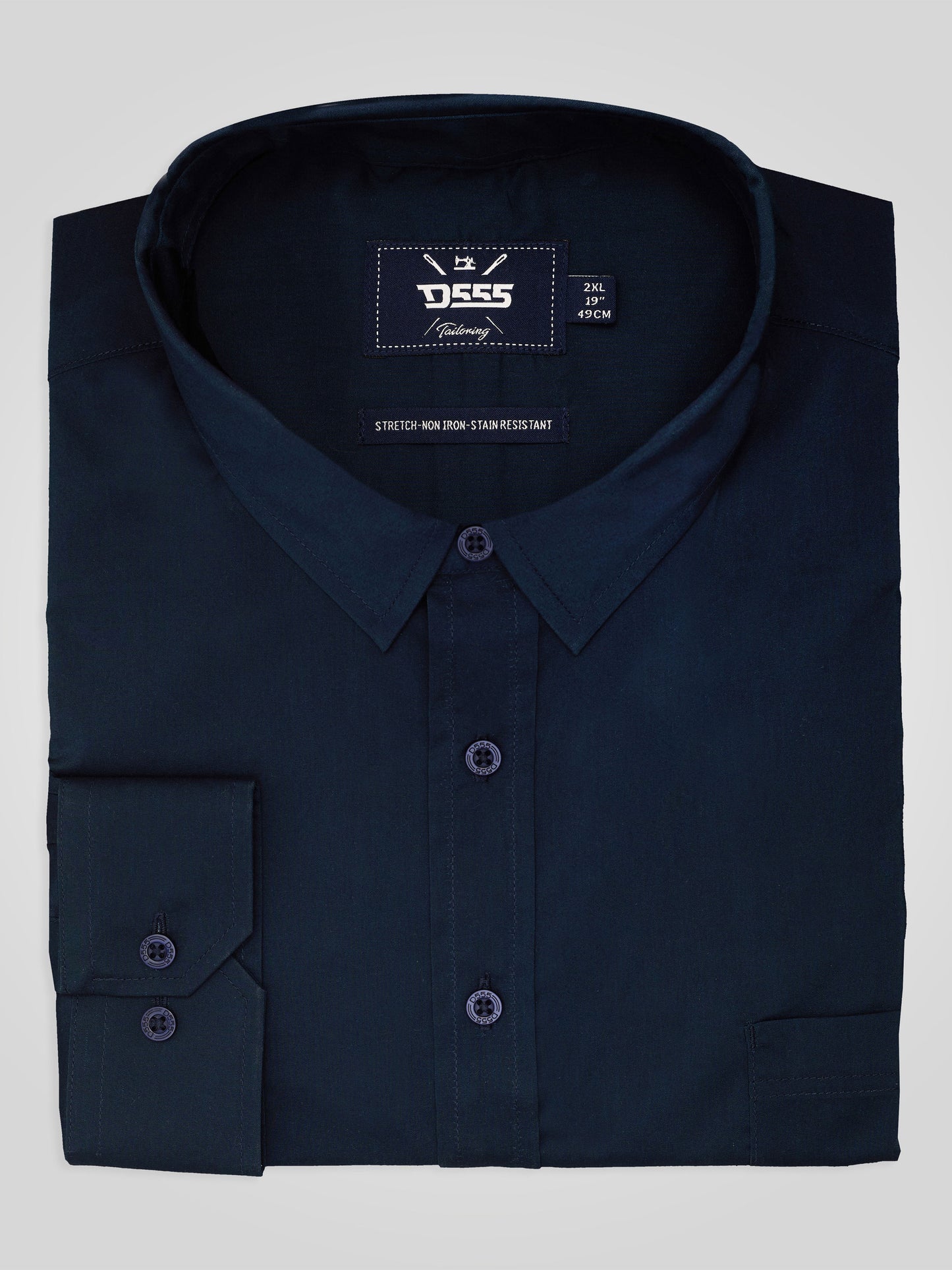 OLIVER -D555 Navy Blue Ultimate Stain Resist Non Iron Long Sleeve Stretch Shirt