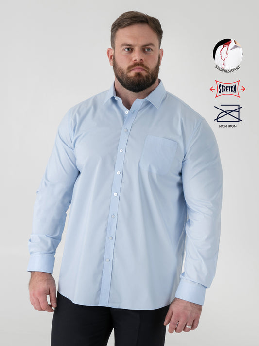 OLIVER -D555 Sky Blue Ultimate Stain Resist Non Iron Long Sleeve Stretch Shirt