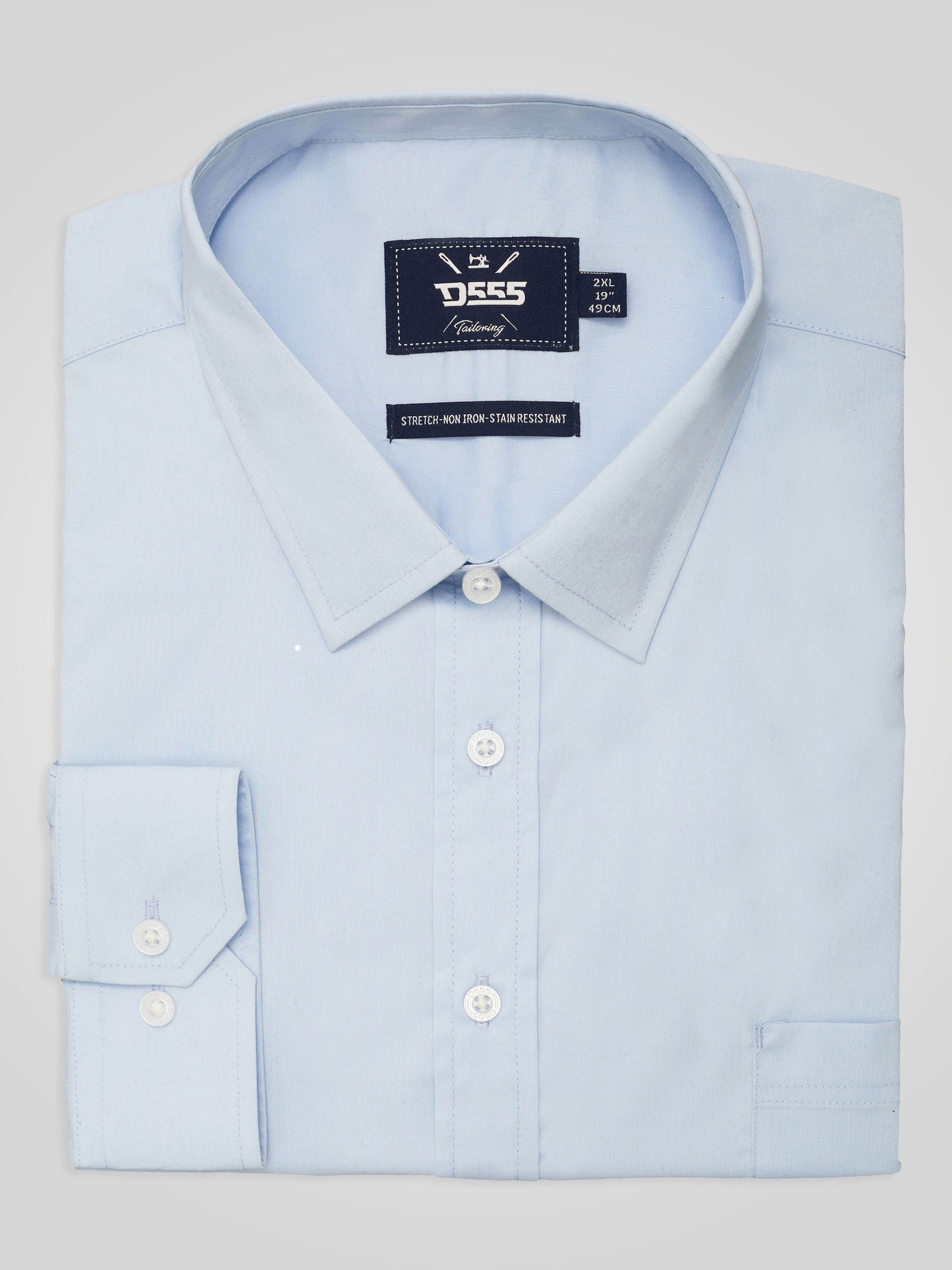 OLIVER -D555 Sky Blue Ultimate Stain Resist Non Iron Long Sleeve Stretch Shirt