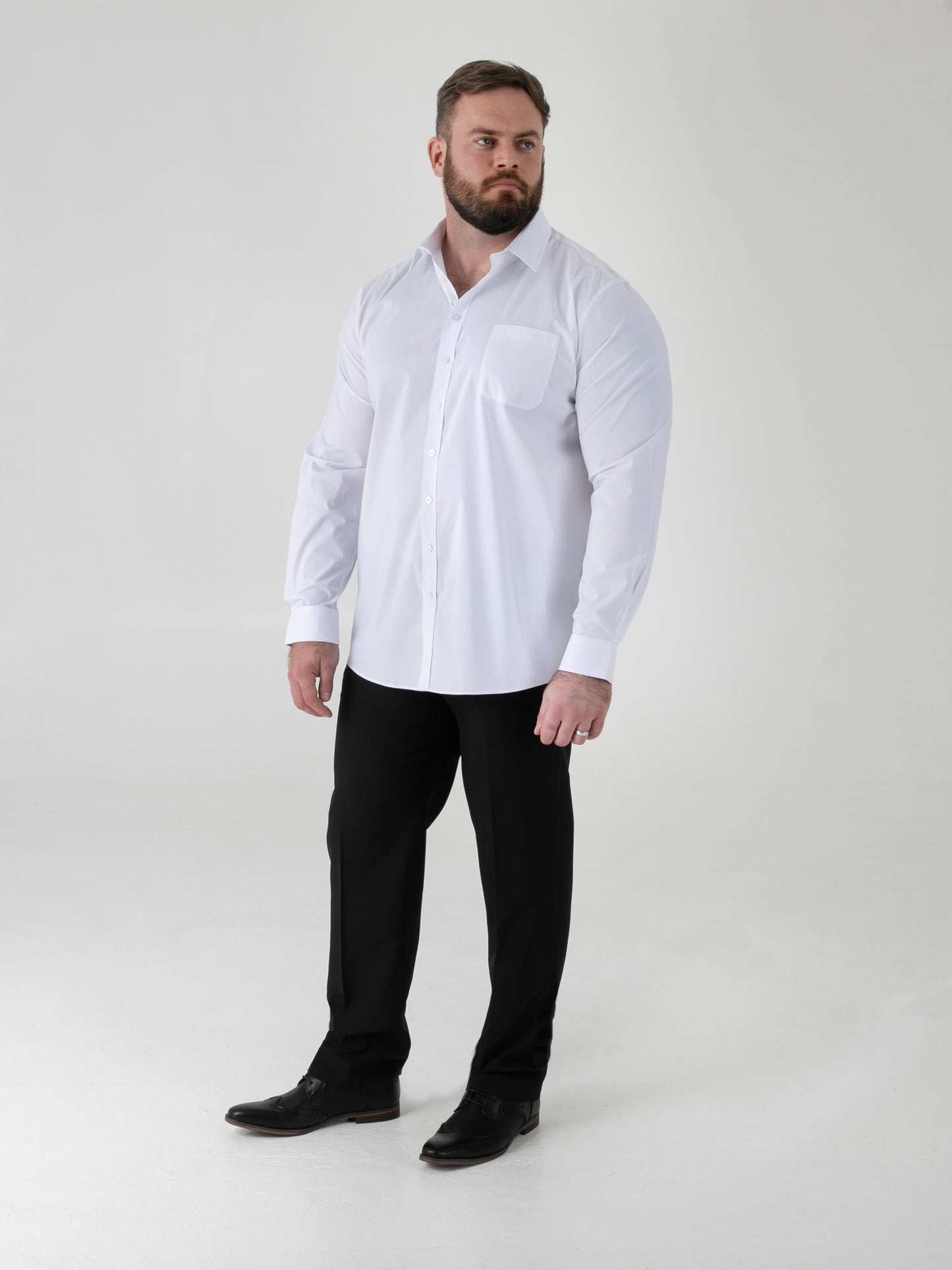 OLIVER -D555 White Ultimate Stain Resist Non Iron Long Sleeve Stretch Shirt