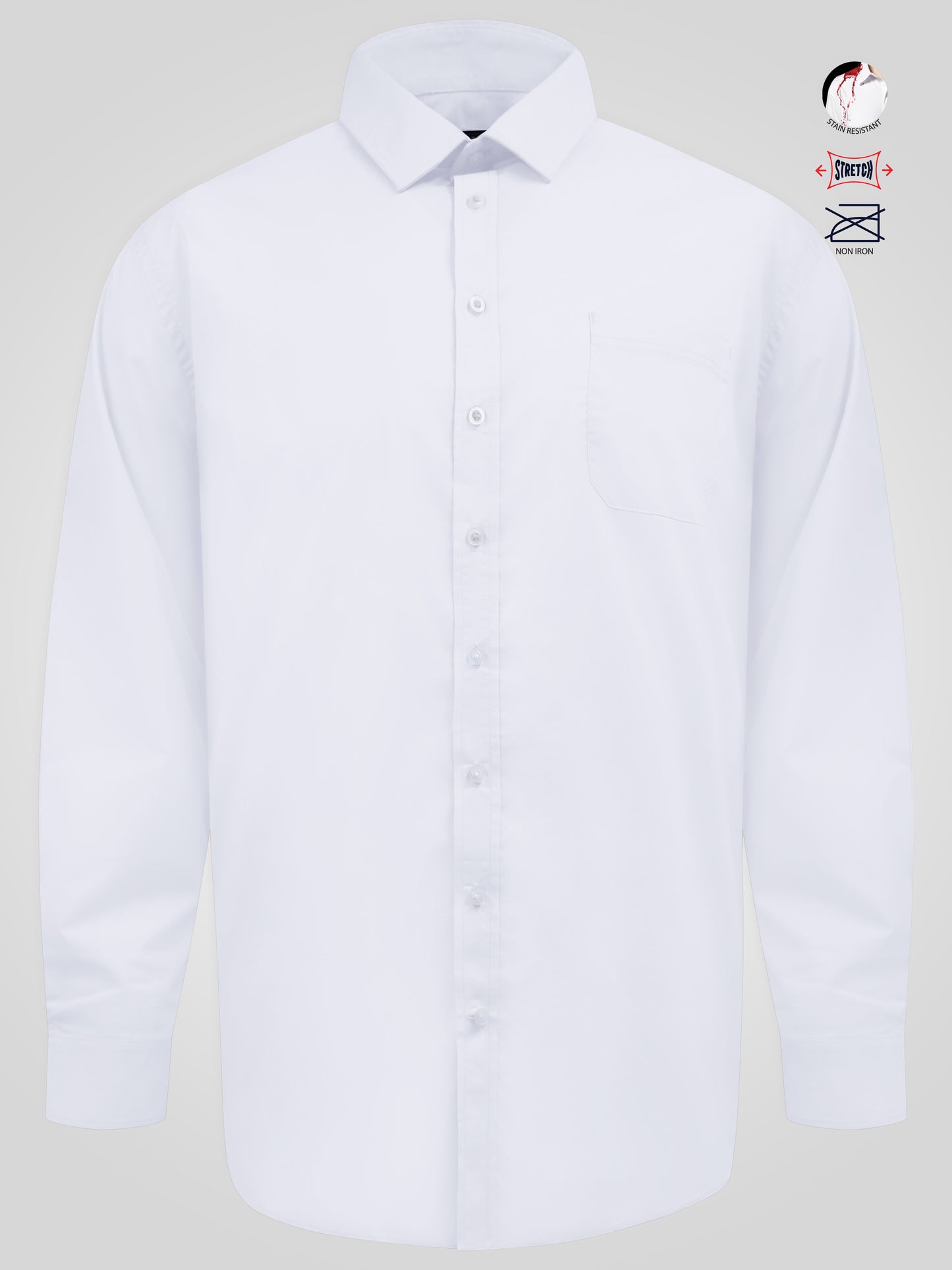 OLIVER -D555 White Ultimate Stain Resist Non Iron Long Sleeve Stretch Shirt