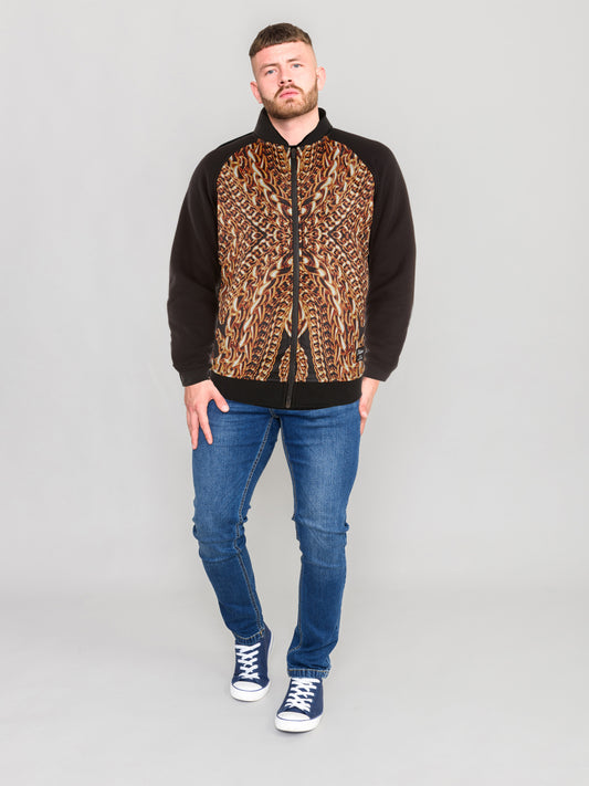 MUTHA -D555 Black Zip Through Bomber Sweat Jacket