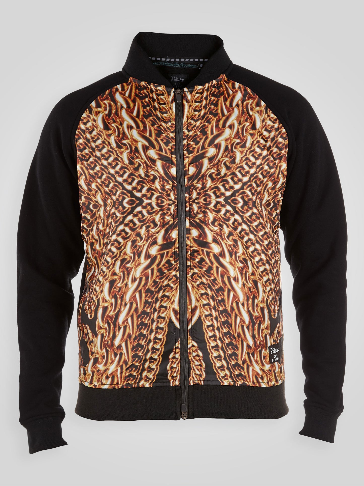 MUTHA -D555 Black Zip Through Bomber Sweat Jacket