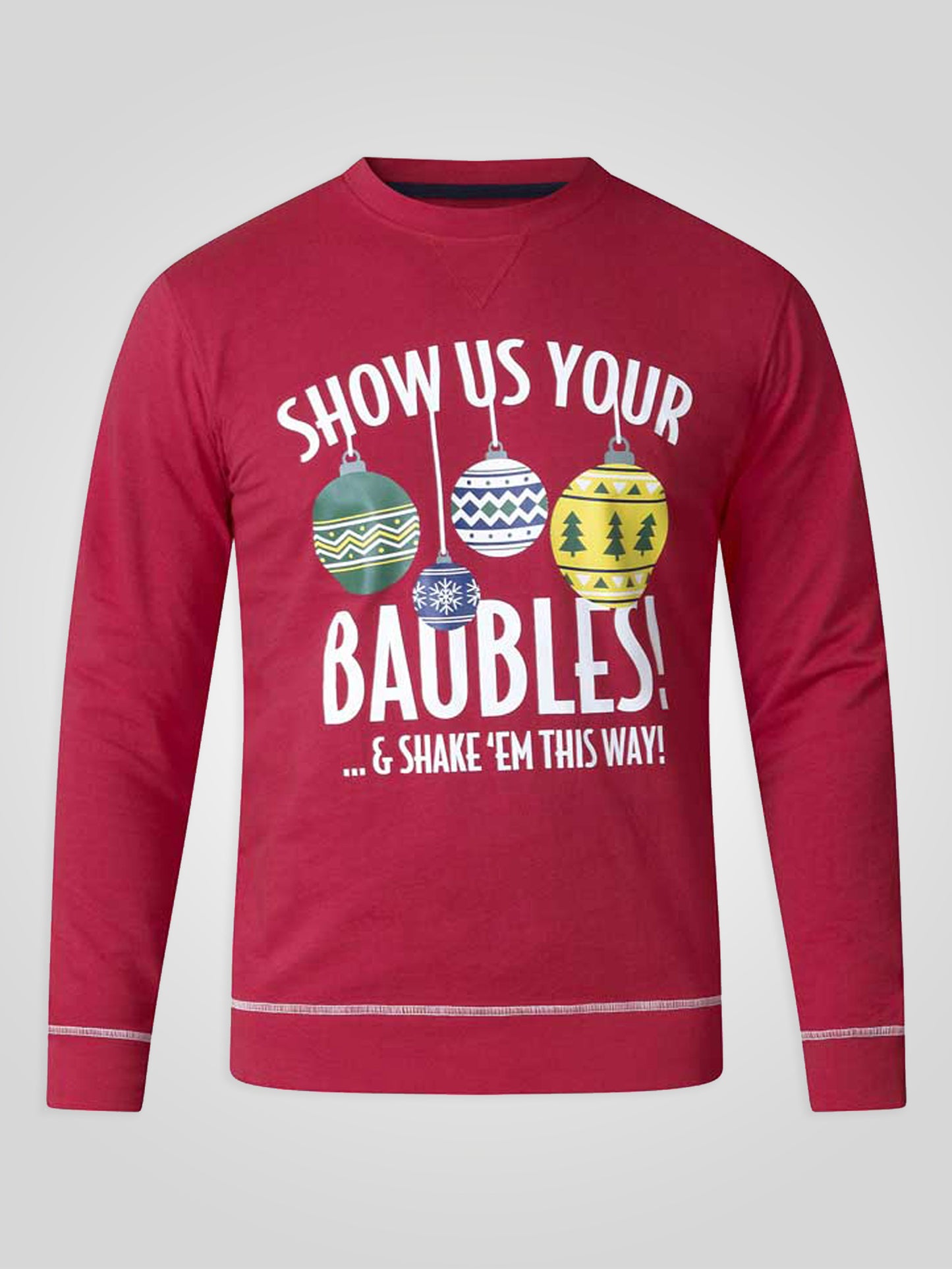 BAUBLES -D555 Red Baubles Print Christmas Sweatshirt