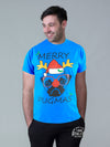 PUG -D555 Royal Blue Christmas Pug T-Shirt Print