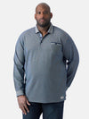 HOWARD -D555 Blue Marl Long Sleeve Polo Shirt with Jacquard Collar and Cuff