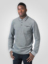 HOWARD -D555 Grey Marl Long Sleeve Polo Shirt with Jacquard Collar and Cuff